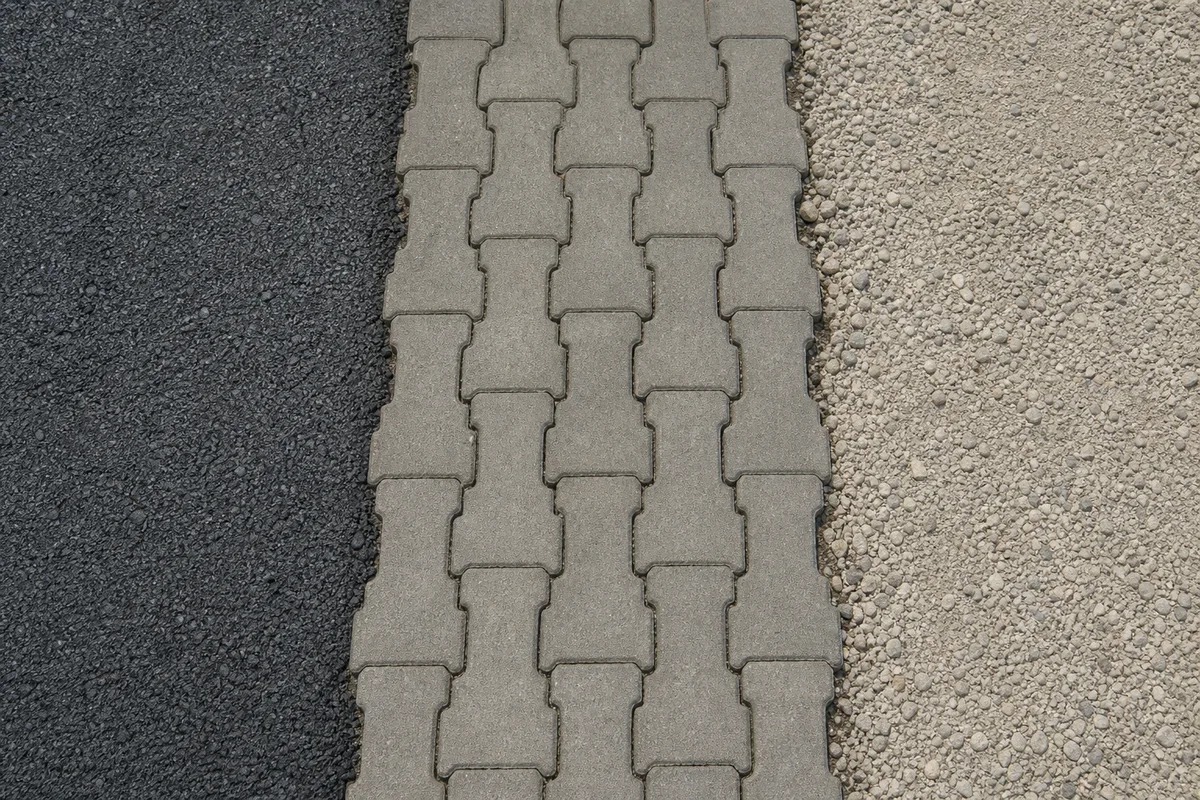 Comparaison de revêtements de parking : enrobé, pavés et gravier stabilisé